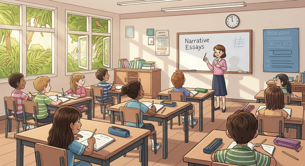 an English class learning about narrative essays