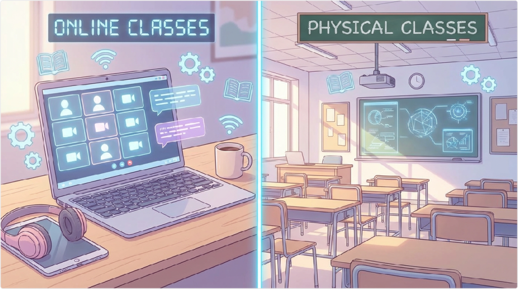 Comparing online and physical classroom English tuition