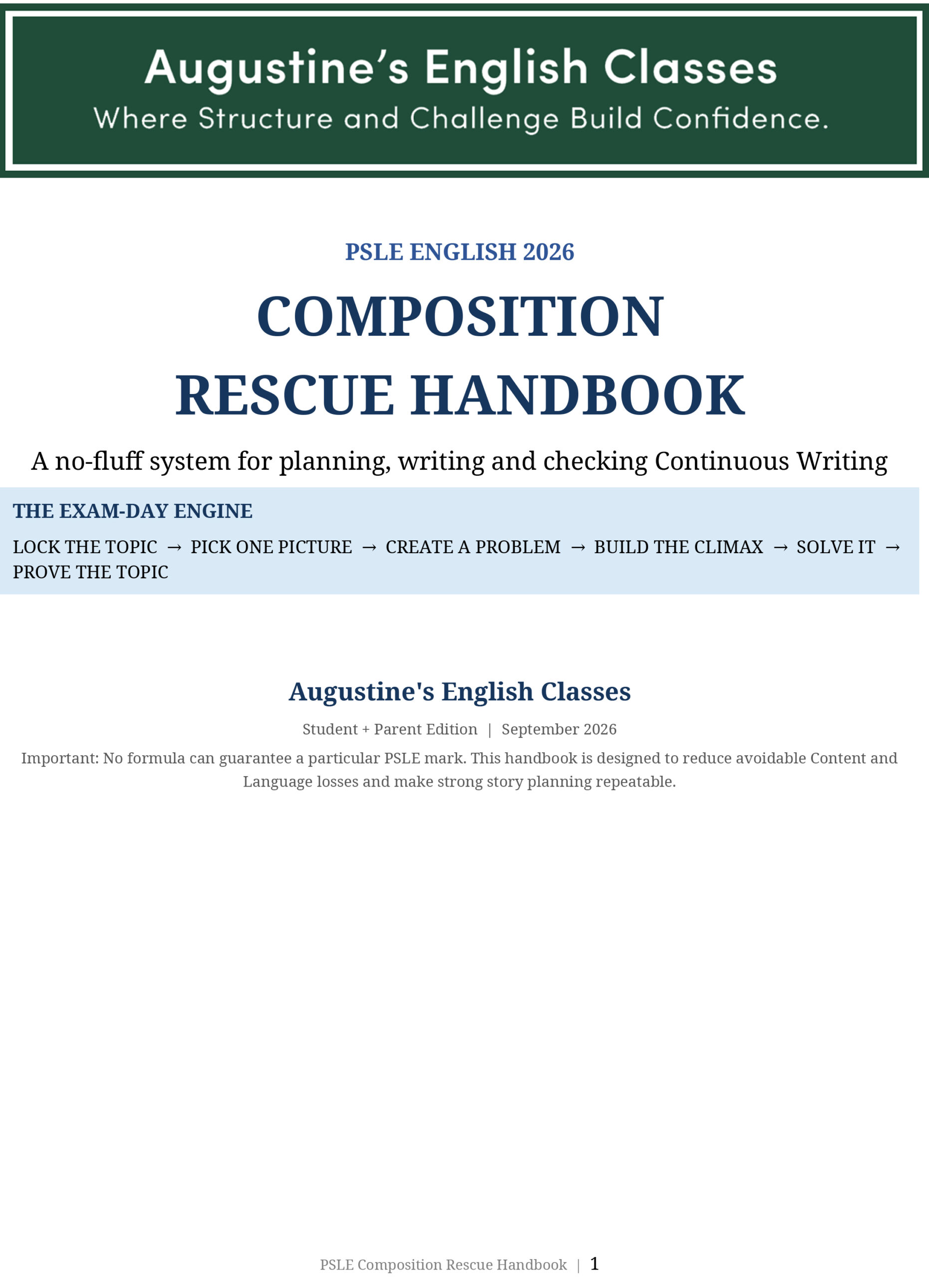 PSLE Composition Rescue Handbook 2026 PSLE Composition Rescue Handbook 2026 by Augustine's English Classes